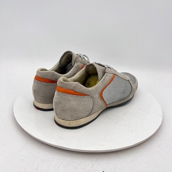 Prada Women Size EU 36.5 US 6.5 Silver Grey Orange Suede Lace Up Shoes - Picture 5 of 14